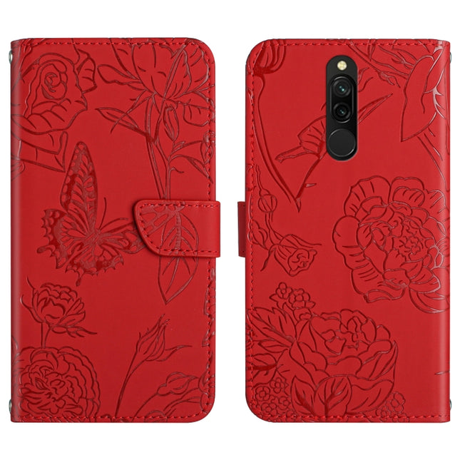 Skin Feel Butterfly Peony Embossed Leather Phone Case, For Xiaomi Redmi 8 / 8A, For Xiaomi Redmi 9, For Xiaomi Redmi 9A, For Xiaomi Redmi 9C