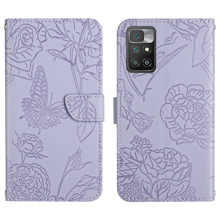 Skin Feel Butterfly Peony Embossed Leather Phone Case, For Xiaomi Redmi 10 4G, For Xiaomi Redmi 10 5G / Note 11E, For Xiaomi Redmi 10C, For Xiaomi Redmi K30 Pro