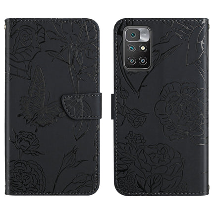 Skin Feel Butterfly Peony Embossed Leather Phone Case, For Xiaomi Redmi 10 4G, For Xiaomi Redmi 10 5G / Note 11E, For Xiaomi Redmi 10C, For Xiaomi Redmi K30 Pro