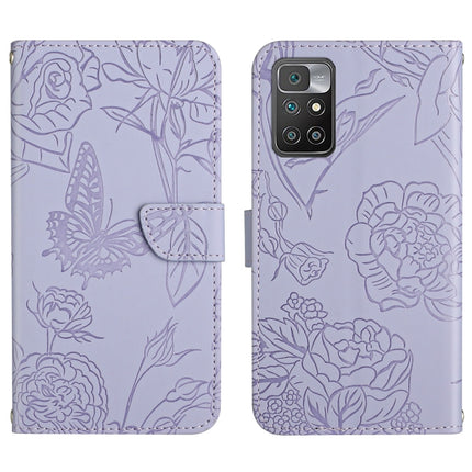 Skin Feel Butterfly Peony Embossed Leather Phone Case, For Xiaomi Redmi 10 4G, For Xiaomi Redmi 10 5G / Note 11E, For Xiaomi Redmi 10C, For Xiaomi Redmi K30 Pro