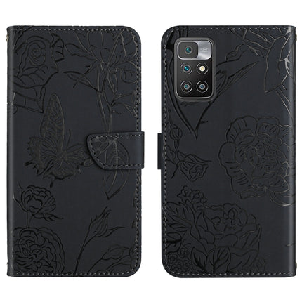 Skin Feel Butterfly Peony Embossed Leather Phone Case, For Xiaomi Redmi 10 4G, For Xiaomi Redmi 10 5G / Note 11E, For Xiaomi Redmi 10C, For Xiaomi Redmi K30 Pro