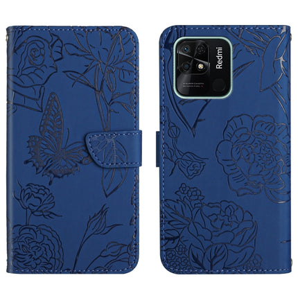 Skin Feel Butterfly Peony Embossed Leather Phone Case, For Xiaomi Redmi 10 4G, For Xiaomi Redmi 10 5G / Note 11E, For Xiaomi Redmi 10C, For Xiaomi Redmi K30 Pro