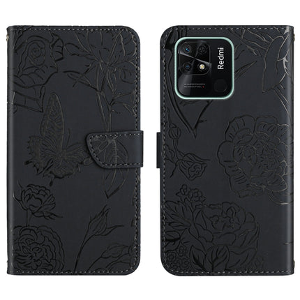 Skin Feel Butterfly Peony Embossed Leather Phone Case, For Xiaomi Redmi 10 4G, For Xiaomi Redmi 10 5G / Note 11E, For Xiaomi Redmi 10C, For Xiaomi Redmi K30 Pro