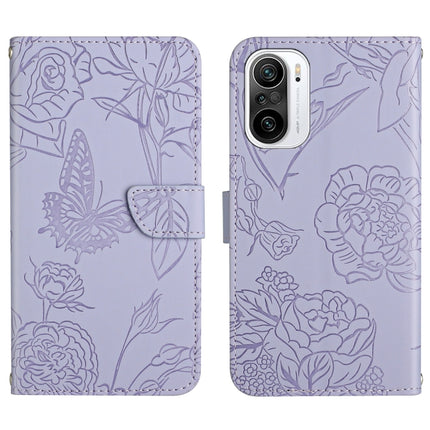 Skin Feel Butterfly Peony Embossed Leather Phone Case, For Xiaomi Redmi K40, For Xiaomi Redmi Note 7, For Xiaomi Redmi Note 8, For Xiaomi Redmi Note 8 Pro