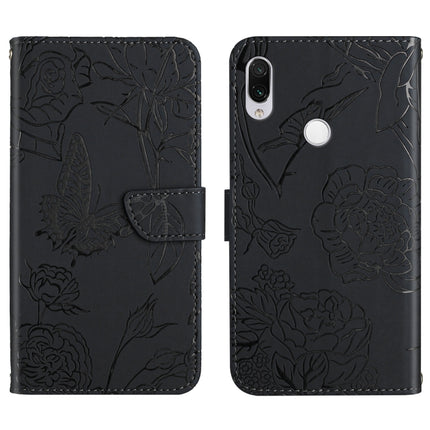 Skin Feel Butterfly Peony Embossed Leather Phone Case, For Xiaomi Redmi K40, For Xiaomi Redmi Note 7, For Xiaomi Redmi Note 8, For Xiaomi Redmi Note 8 Pro
