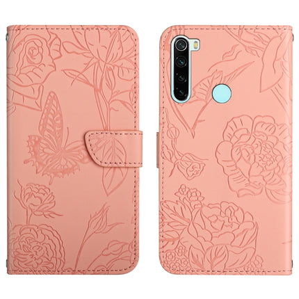 Skin Feel Butterfly Peony Embossed Leather Phone Case, For Xiaomi Redmi K40, For Xiaomi Redmi Note 7, For Xiaomi Redmi Note 8, For Xiaomi Redmi Note 8 Pro