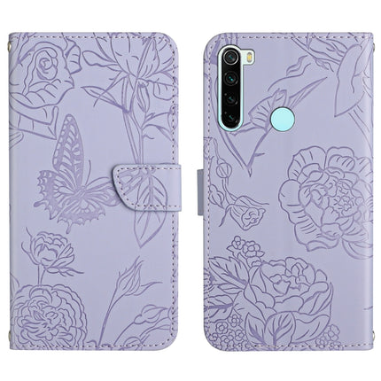 Skin Feel Butterfly Peony Embossed Leather Phone Case, For Xiaomi Redmi Note 8T, For Xiaomi Redmi Note 9 4G, For Xiaomi Redmi Note 9 5G, For Xiaomi Redmi Note 9 Pro