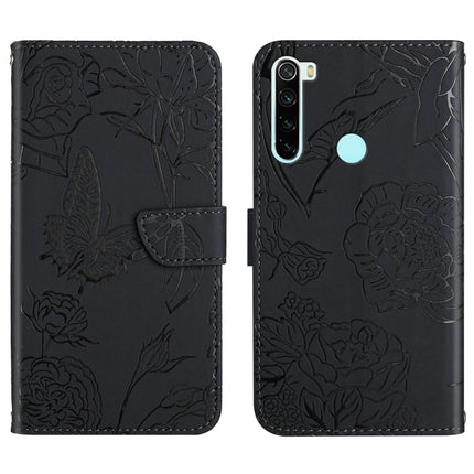 Skin Feel Butterfly Peony Embossed Leather Phone Case, For Xiaomi Redmi Note 8T, For Xiaomi Redmi Note 9 4G, For Xiaomi Redmi Note 9 5G, For Xiaomi Redmi Note 9 Pro