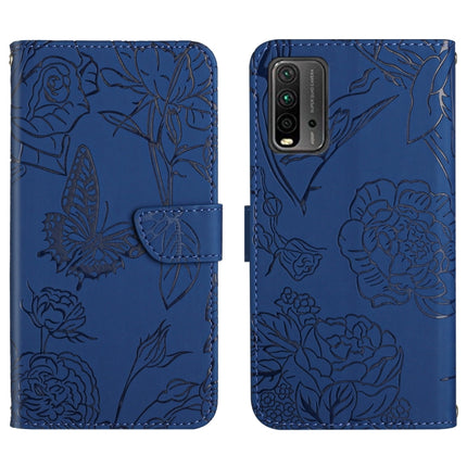 Skin Feel Butterfly Peony Embossed Leather Phone Case, For Xiaomi Redmi Note 8T, For Xiaomi Redmi Note 9 4G, For Xiaomi Redmi Note 9 5G, For Xiaomi Redmi Note 9 Pro