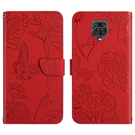 Skin Feel Butterfly Peony Embossed Leather Phone Case, For Xiaomi Redmi Note 8T, For Xiaomi Redmi Note 9 4G, For Xiaomi Redmi Note 9 5G, For Xiaomi Redmi Note 9 Pro