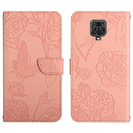 Skin Feel Butterfly Peony Embossed Leather Phone Case, For Xiaomi Redmi Note 8T, For Xiaomi Redmi Note 9 4G, For Xiaomi Redmi Note 9 5G, For Xiaomi Redmi Note 9 Pro