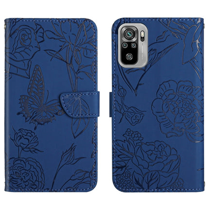 Skin Feel Butterfly Peony Embossed Leather Phone Case, For Xiaomi Redmi Note 10 4G, For Xiaomi Redmi Note 10 5G, For Xiaomi Redmi Note 10 Pro, For Xiaomi Redmi Note 11S