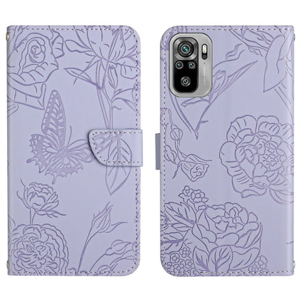 Skin Feel Butterfly Peony Embossed Leather Phone Case, For Xiaomi Redmi Note 10 4G, For Xiaomi Redmi Note 10 5G, For Xiaomi Redmi Note 10 Pro, For Xiaomi Redmi Note 11S