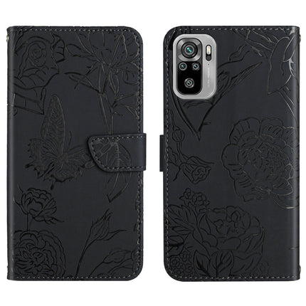 Skin Feel Butterfly Peony Embossed Leather Phone Case, For Xiaomi Redmi Note 10 4G, For Xiaomi Redmi Note 10 5G, For Xiaomi Redmi Note 10 Pro, For Xiaomi Redmi Note 11S