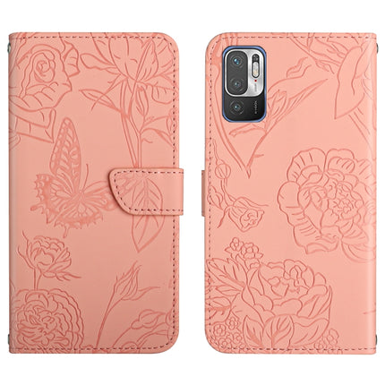Skin Feel Butterfly Peony Embossed Leather Phone Case, For Xiaomi Redmi Note 10 4G, For Xiaomi Redmi Note 10 5G, For Xiaomi Redmi Note 10 Pro, For Xiaomi Redmi Note 11S
