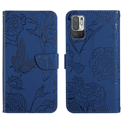 Skin Feel Butterfly Peony Embossed Leather Phone Case, For Xiaomi Redmi Note 10 4G, For Xiaomi Redmi Note 10 5G, For Xiaomi Redmi Note 10 Pro, For Xiaomi Redmi Note 11S