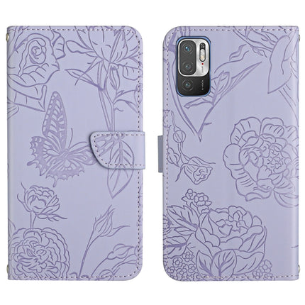 Skin Feel Butterfly Peony Embossed Leather Phone Case, For Xiaomi Redmi Note 10 4G, For Xiaomi Redmi Note 10 5G, For Xiaomi Redmi Note 10 Pro, For Xiaomi Redmi Note 11S