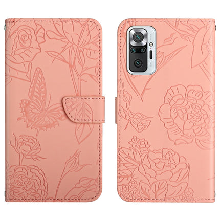 Skin Feel Butterfly Peony Embossed Leather Phone Case, For Xiaomi Redmi Note 10 4G, For Xiaomi Redmi Note 10 5G, For Xiaomi Redmi Note 10 Pro, For Xiaomi Redmi Note 11S