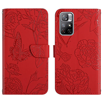 Skin Feel Butterfly Peony Embossed Leather Phone Case, For Xiaomi Redmi Note 10 4G, For Xiaomi Redmi Note 10 5G, For Xiaomi Redmi Note 10 Pro, For Xiaomi Redmi Note 11S