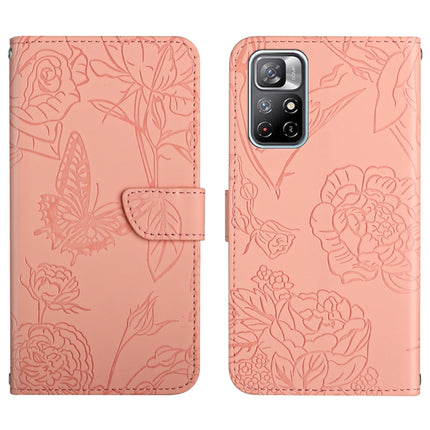Skin Feel Butterfly Peony Embossed Leather Phone Case, For Xiaomi Redmi Note 10 4G, For Xiaomi Redmi Note 10 5G, For Xiaomi Redmi Note 10 Pro, For Xiaomi Redmi Note 11S