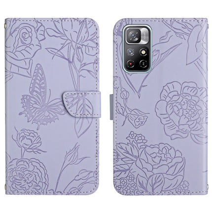 Skin Feel Butterfly Peony Embossed Leather Phone Case, For Xiaomi Redmi Note 10 4G, For Xiaomi Redmi Note 10 5G, For Xiaomi Redmi Note 10 Pro, For Xiaomi Redmi Note 11S