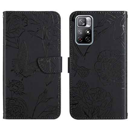 Skin Feel Butterfly Peony Embossed Leather Phone Case, For Xiaomi Redmi Note 10 4G, For Xiaomi Redmi Note 10 5G, For Xiaomi Redmi Note 10 Pro, For Xiaomi Redmi Note 11S