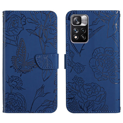 Skin Feel Butterfly Peony Embossed Leather Phone Case, For Xiaomi Redmi Note 11 5G Chinese Version, For Xiaomi Redmi Note 11 Pro Foreign Version, For Xiaomi Redmi Note 11 Pro / Poco M4 Pro 5G, For Xiaomi Mi 10 Lite 5G