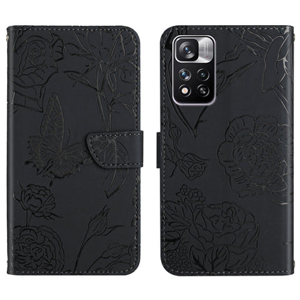 Skin Feel Butterfly Peony Embossed Leather Phone Case, For Xiaomi Redmi Note 11 5G Chinese Version, For Xiaomi Redmi Note 11 Pro Foreign Version, For Xiaomi Redmi Note 11 Pro / Poco M4 Pro 5G, For Xiaomi Mi 10 Lite 5G