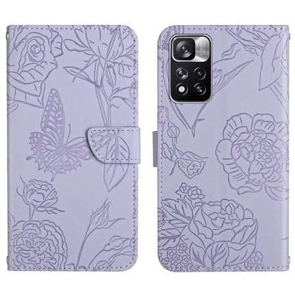 Skin Feel Butterfly Peony Embossed Leather Phone Case, For Xiaomi Redmi Note 11 5G Chinese Version, For Xiaomi Redmi Note 11 Pro Foreign Version, For Xiaomi Redmi Note 11 Pro / Poco M4 Pro 5G, For Xiaomi Mi 10 Lite 5G