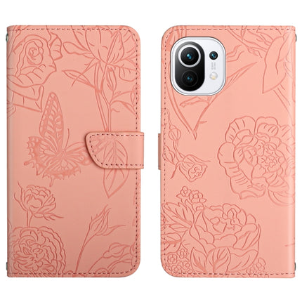 Skin Feel Butterfly Peony Embossed Leather Phone Case, For Xiaomi Mi 10 / 10 Pro 5G, For Xiaomi Mi 10T 5G, For Xiaomi Mi 11, For Xiaomi Mi 11 Lite