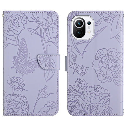 Skin Feel Butterfly Peony Embossed Leather Phone Case, For Xiaomi Mi 10 / 10 Pro 5G, For Xiaomi Mi 10T 5G, For Xiaomi Mi 11, For Xiaomi Mi 11 Lite