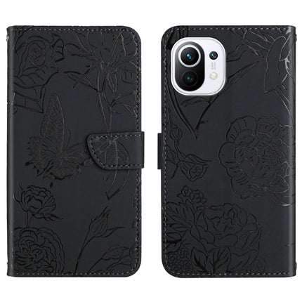 Skin Feel Butterfly Peony Embossed Leather Phone Case, For Xiaomi Mi 10 / 10 Pro 5G, For Xiaomi Mi 10T 5G, For Xiaomi Mi 11, For Xiaomi Mi 11 Lite