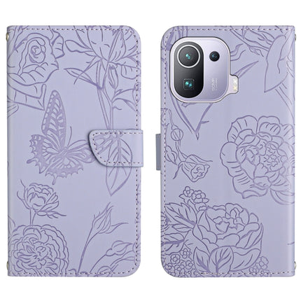 Skin Feel Butterfly Peony Embossed Leather Phone Case, For Xiaomi Mi 11 Pro, For Xiaomi Mi 11 Ultra, For Xiaomi Mi 11T / 11T Pro, For Xiaomi 12 / 12 Pro