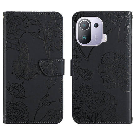 Skin Feel Butterfly Peony Embossed Leather Phone Case, For Xiaomi Mi 11 Pro, For Xiaomi Mi 11 Ultra, For Xiaomi Mi 11T / 11T Pro, For Xiaomi 12 / 12 Pro