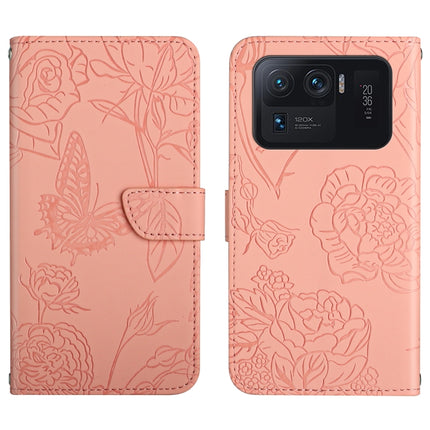 Skin Feel Butterfly Peony Embossed Leather Phone Case, For Xiaomi Mi 11 Pro, For Xiaomi Mi 11 Ultra, For Xiaomi Mi 11T / 11T Pro, For Xiaomi 12 / 12 Pro