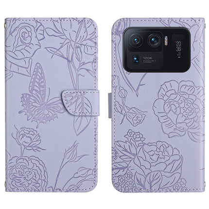 Skin Feel Butterfly Peony Embossed Leather Phone Case, For Xiaomi Mi 11 Pro, For Xiaomi Mi 11 Ultra, For Xiaomi Mi 11T / 11T Pro, For Xiaomi 12 / 12 Pro