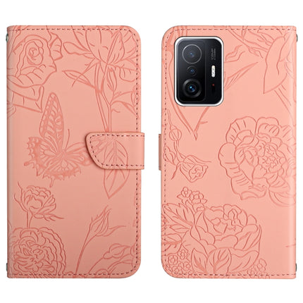 Skin Feel Butterfly Peony Embossed Leather Phone Case, For Xiaomi Mi 11 Pro, For Xiaomi Mi 11 Ultra, For Xiaomi Mi 11T / 11T Pro, For Xiaomi 12 / 12 Pro