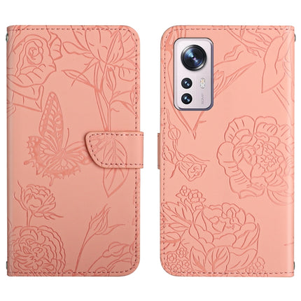 Skin Feel Butterfly Peony Embossed Leather Phone Case, For Xiaomi Mi 11 Pro, For Xiaomi Mi 11 Ultra, For Xiaomi Mi 11T / 11T Pro, For Xiaomi 12 / 12 Pro