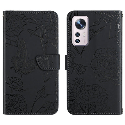 Skin Feel Butterfly Peony Embossed Leather Phone Case, For Xiaomi Mi 11 Pro, For Xiaomi Mi 11 Ultra, For Xiaomi Mi 11T / 11T Pro, For Xiaomi 12 / 12 Pro