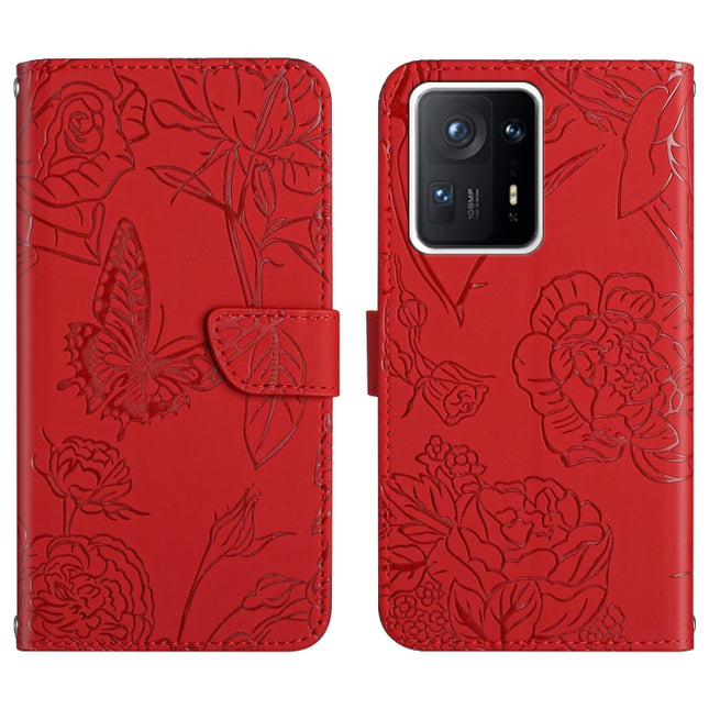 Skin Feel Butterfly Peony Embossed Leather Phone Case, For Xiaomi Mi Mix 4, For Xiaomi Mi Note 10 Lite, For Xiaomi Mi Note 10 / Note 10 Pro, For Xiaomi Poco M4 Pro 4G