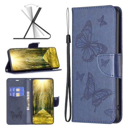 Two Butterflies Embossing Leather Phone Case, For Xiaomi Redmi 10 5G / Note 11E, For Xiaomi Redmi 10C