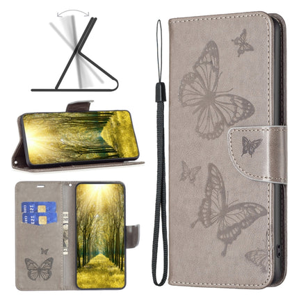Two Butterflies Embossing Leather Phone Case, For Xiaomi Redmi 10 5G / Note 11E, For Xiaomi Redmi 10C