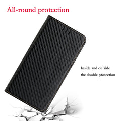 Carbon Fiber Texture Flip Holder Leather Phone Case, For iPhone 13, For iPhone 13 mini, For iPhone 13 Pro, For iPhone 13 Pro Max