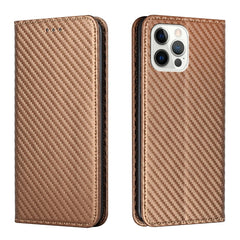 Carbon Fiber Texture Flip Holder Leather Phone Case, For iPhone 13, For iPhone 13 mini, For iPhone 13 Pro, For iPhone 13 Pro Max