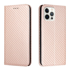 Carbon Fiber Texture Flip Holder Leather Phone Case, For iPhone 13, For iPhone 13 mini, For iPhone 13 Pro, For iPhone 13 Pro Max