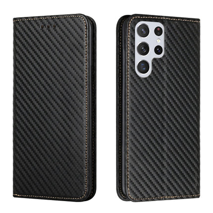 Carbon Fiber Texture Flip Holder Leather Phone Case, For Samsung Galaxy A13 5G, For Samsung Galaxy A33 5G, For Samsung Galaxy A53, For Samsung Galaxy S22 Ultra 5G
