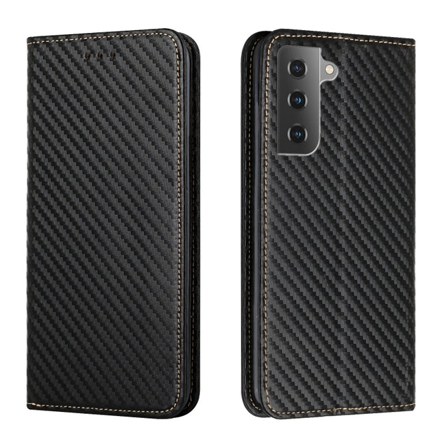 Carbon Fiber Texture Flip Holder Leather Phone Case, For Samsung Galaxy S22 5G, For Samsung Galaxy S22+ 5G, For OPPO A16, For vivo Y21