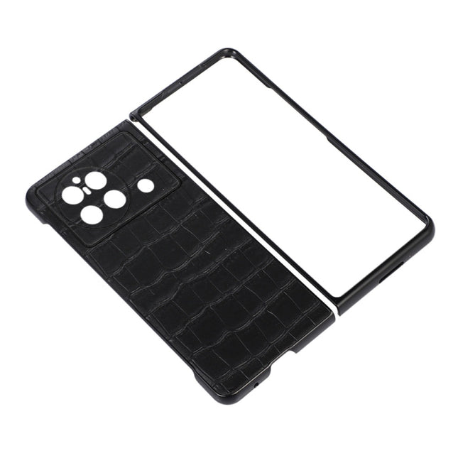 Accurate Hole Crocodile Texture Genuine Leather Phone Case, For vivo X Fold
