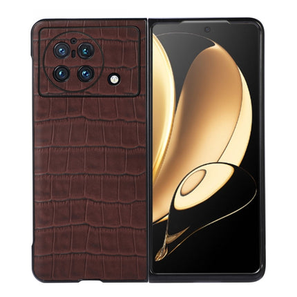 Accurate Hole Crocodile Texture Genuine Leather Phone Case, For vivo X Fold