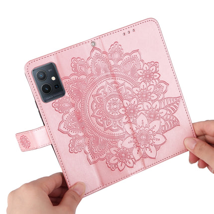 7-petal Flowers Embossing Pattern Horizontal Flip Leather Case, For vivo Y55 5G/Y75 5G/T1 5G